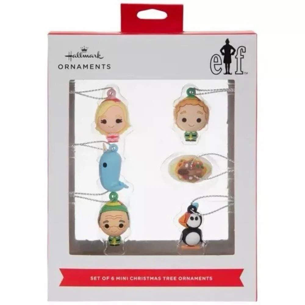 Hallmark Mini Buddy The ELF Christmas Ornaments Set of 6. New In Box